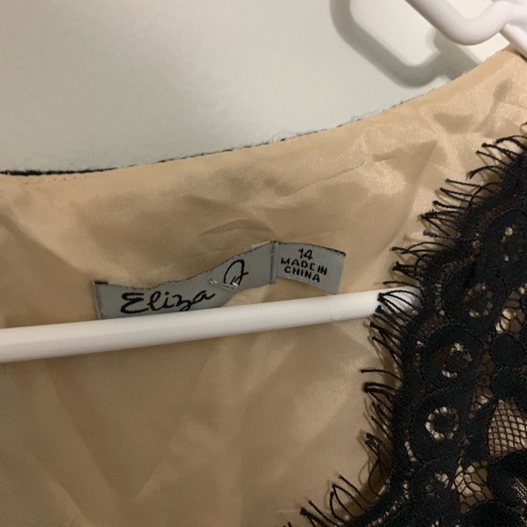 Eliza J Black lace and faille Dress Sz 14 - Picture 4 of 5